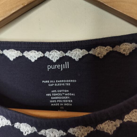 J Jill Pure Jill Embroidered Cap Sleeve Tee - Picture 6 of 7